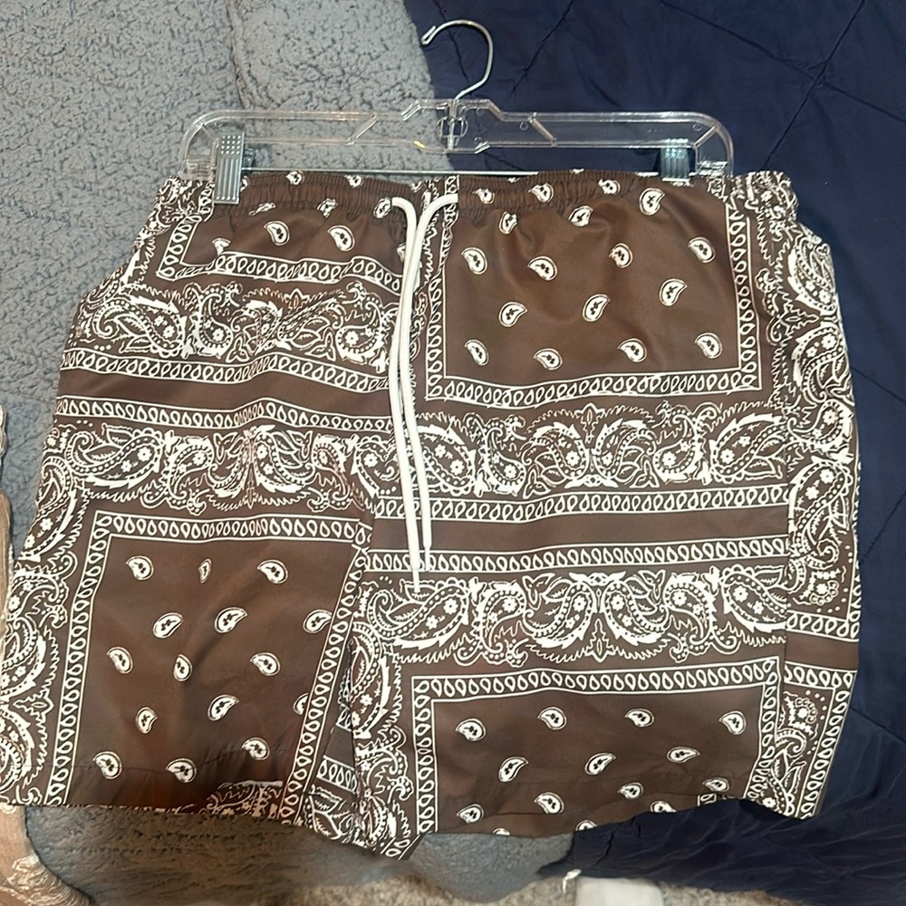 Bandana print shorts.